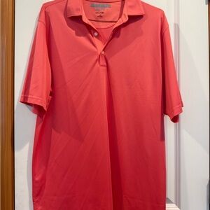 Greg Norman Collection Salmon subtle striped Polo Shirt Short Sleeve